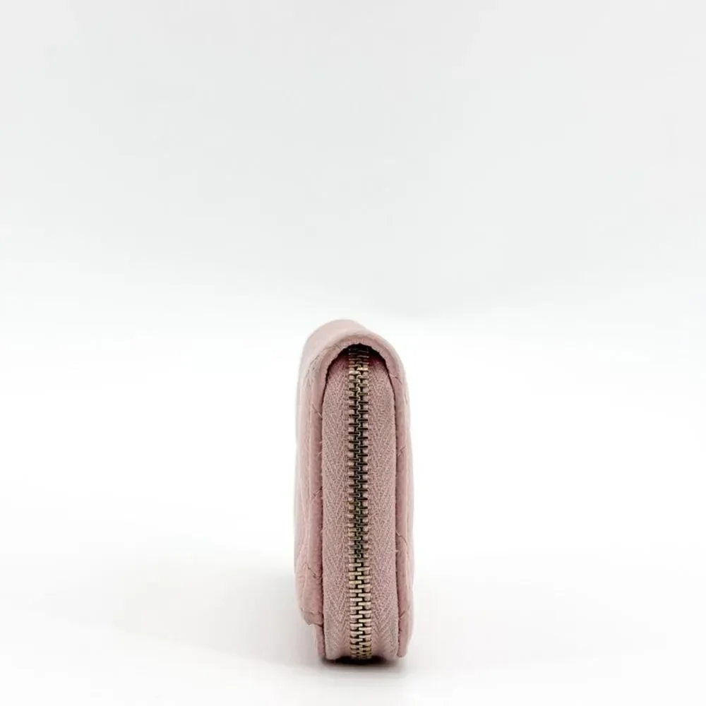 Chanel Classic Caviar Flap Zipper Card Holder Pink Gold Hardware